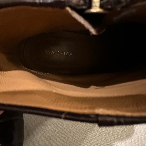 Via Spiga Sahira Brown Croc Embossed Ankle Boots 8M - Picture 6 of 7